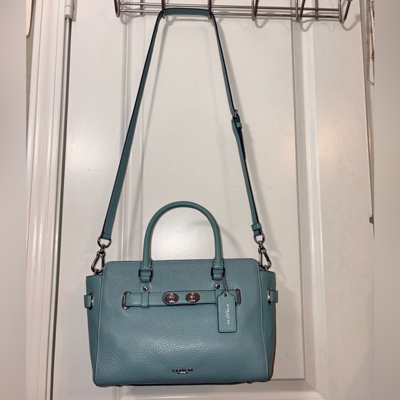 Coach Blake 25 Crossbody Satchel Pool Blue Pebbled Leather F55665 -Swagger Style - Picture 8 of 15